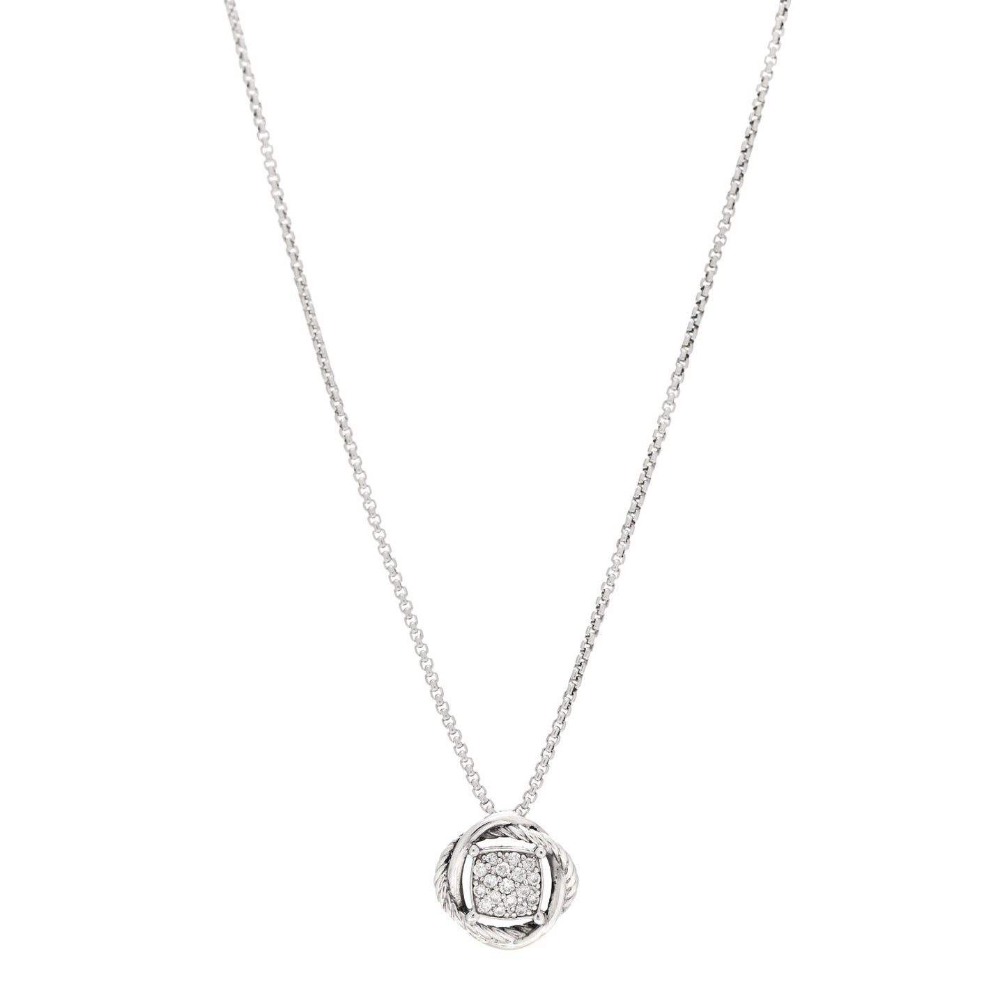 Sterling Silver Diamond 7mm Infinity Pendant Necklace