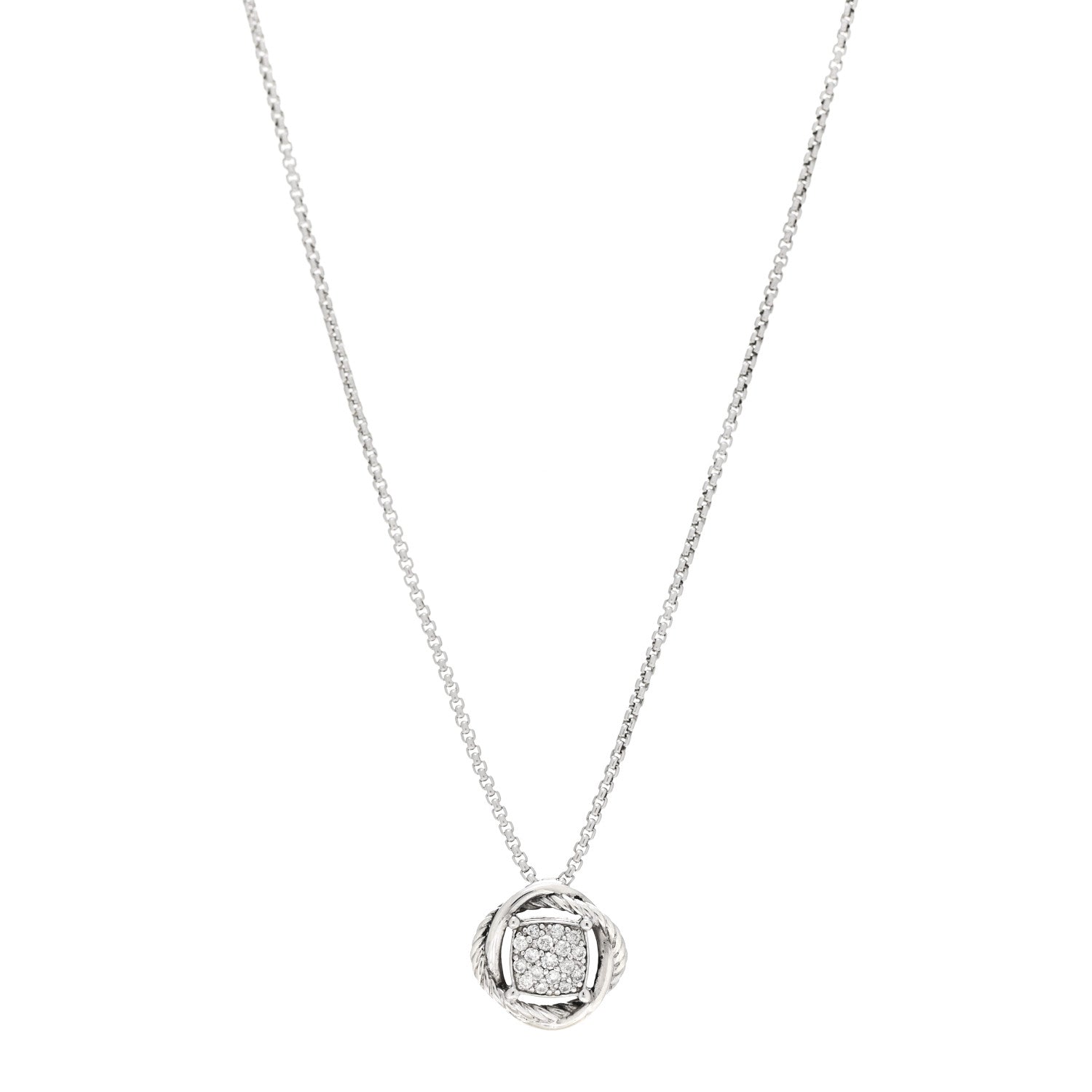 David Yurman Sterling Silver Diamond 7mm Infinity Pendant Necklace 1 of 4