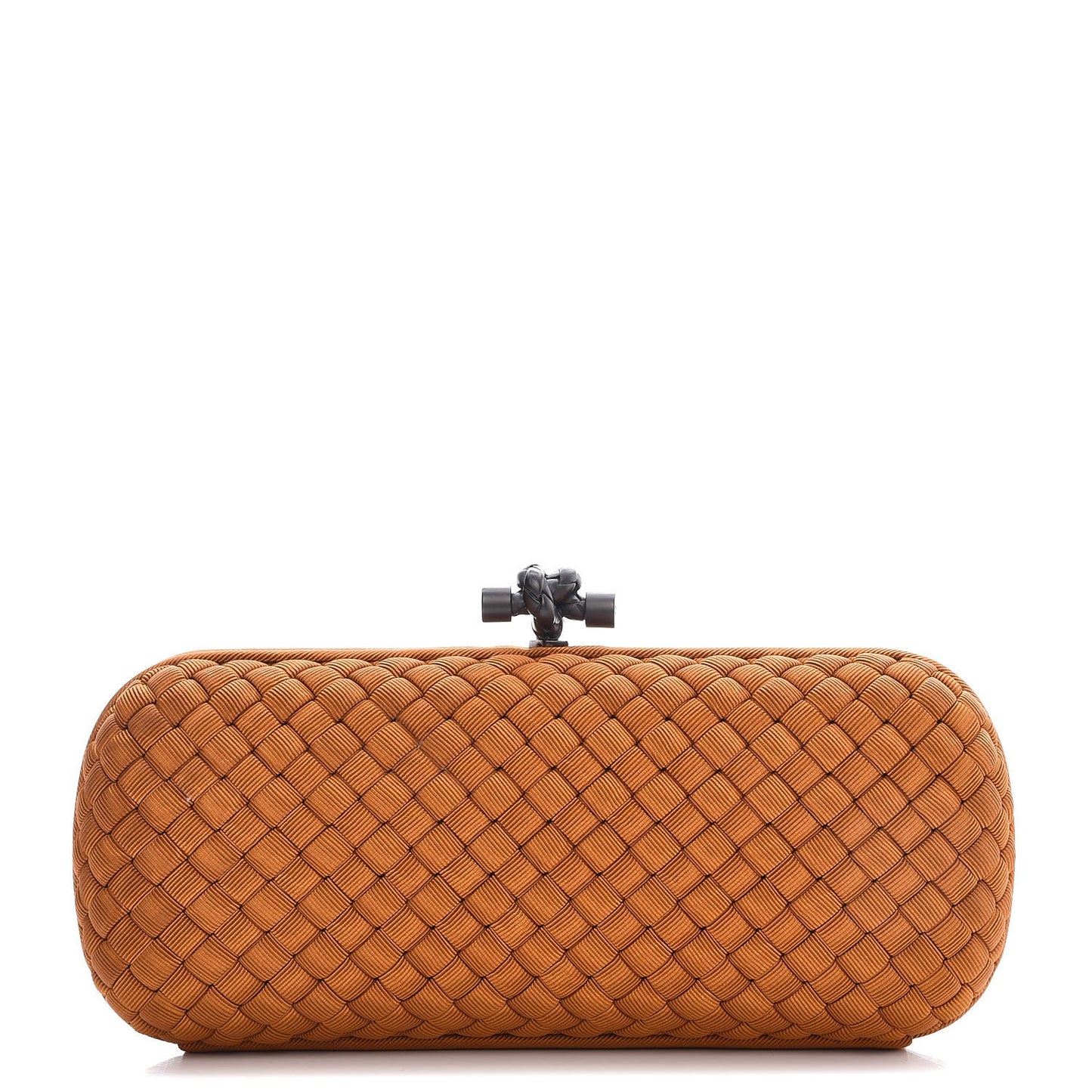 Silk Faille Intrecciato Knot Clutch Burnt Sun