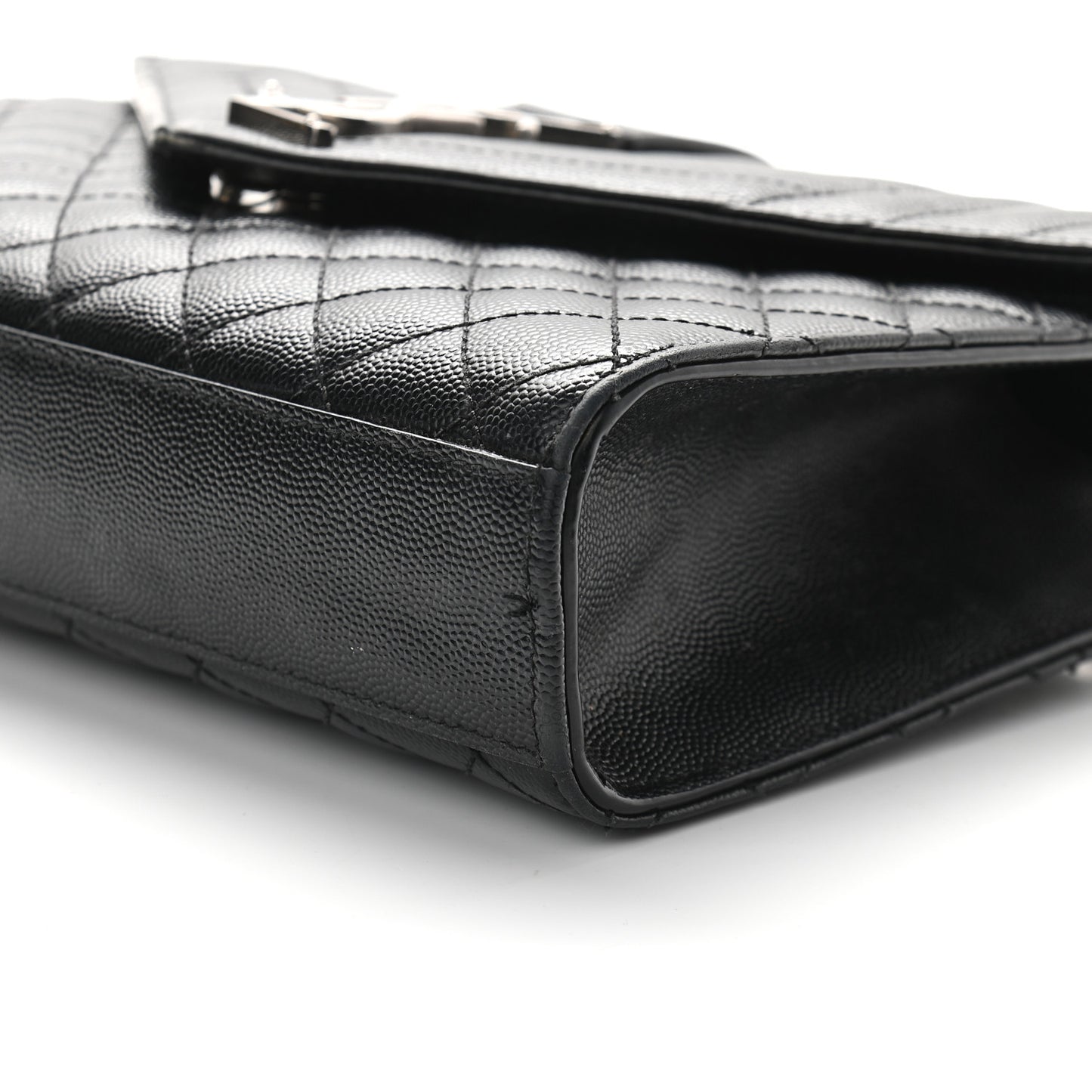 Grain De Poudre Textured Mixed Matelasse Triquilt Medium Monogram Satchel Black