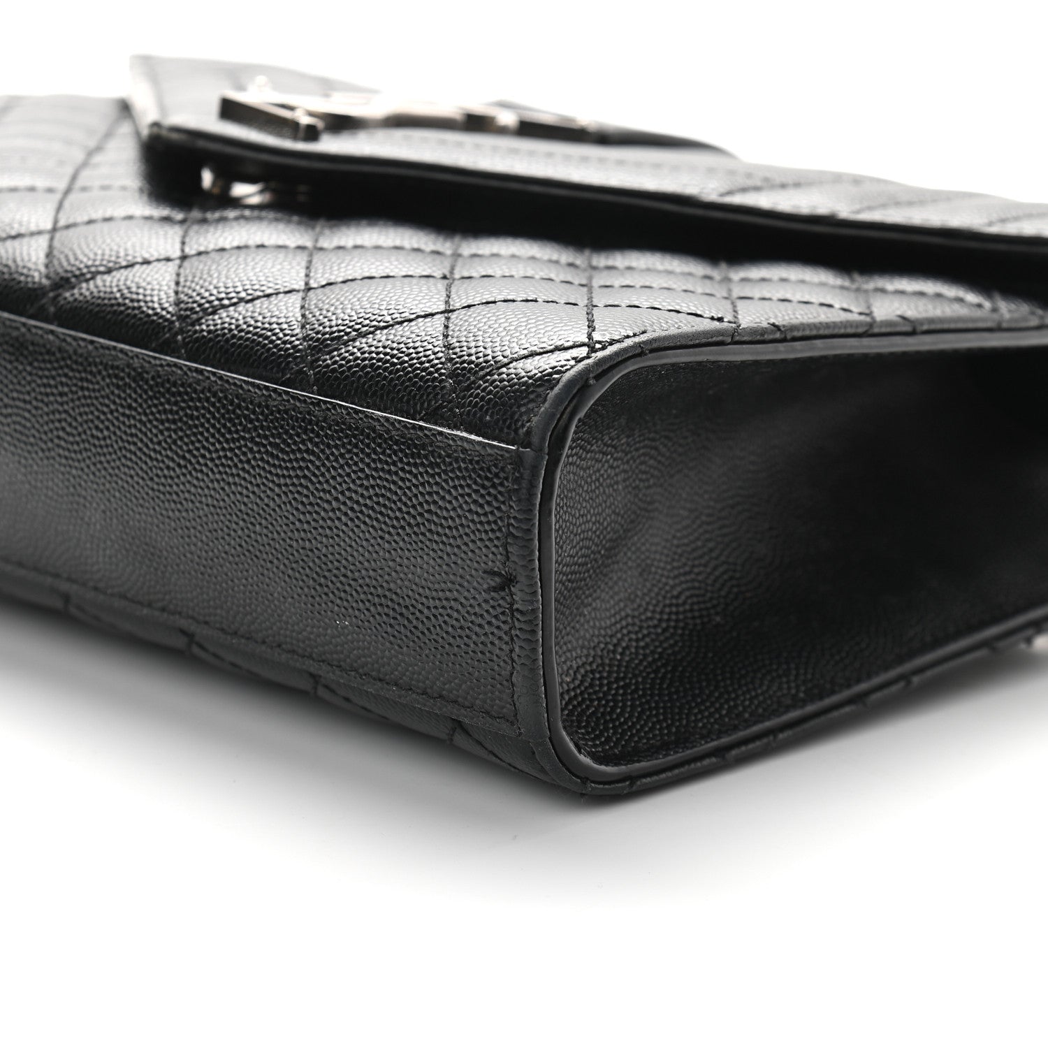 Saint Laurent Grain De Poudre Textured Mixed Matelasse Triquilt Medium Monogram Satchel Black 9 of 10