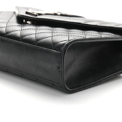 Saint Laurent Grain De Poudre Textured Mixed Matelasse Triquilt Medium Monogram Satchel Black 9 of 10