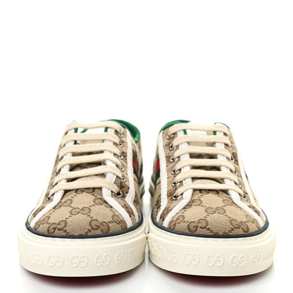 Gucci GG Monogram Web Womens 1977 Tennis Sneakers 38 Beige Ebony Mystic White 2 of 7
