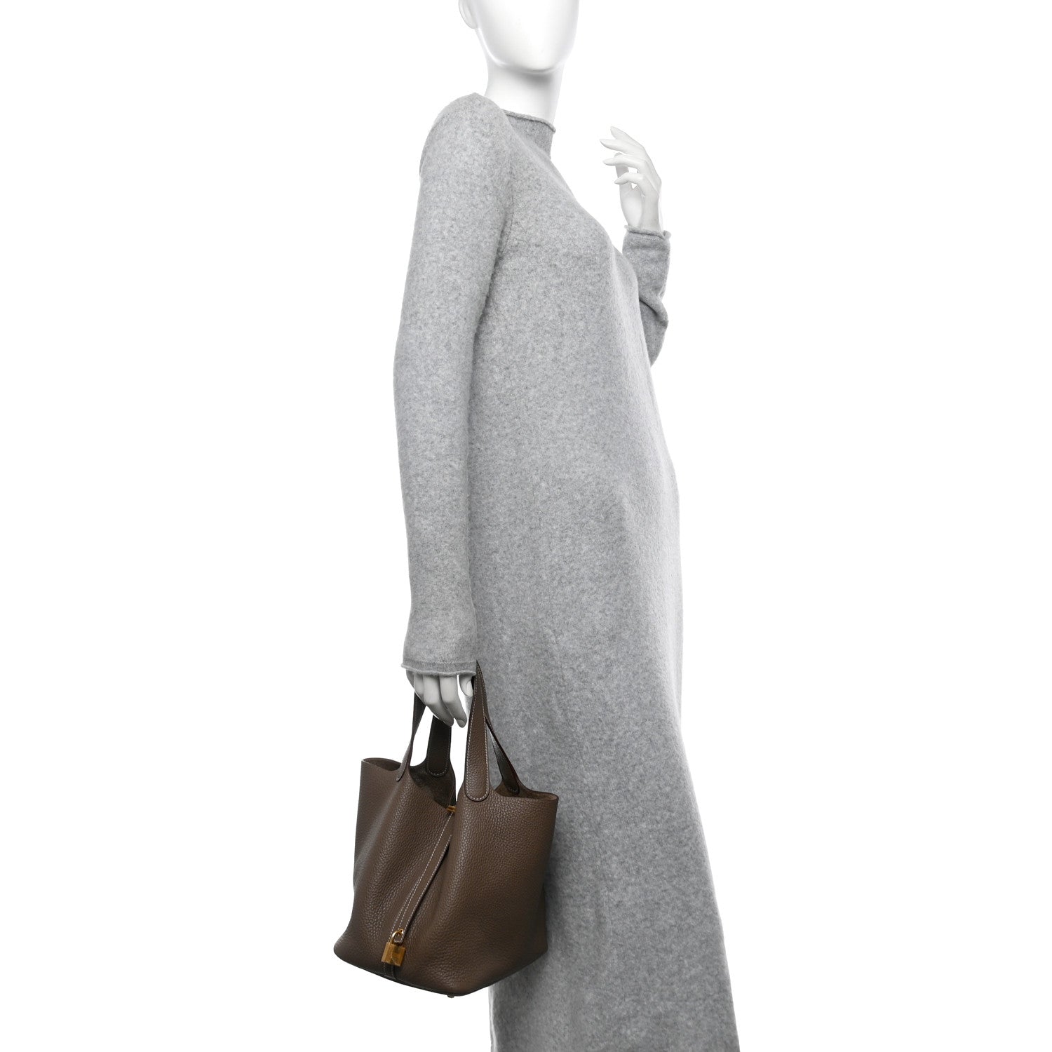 Hermes Taurillon Clemence Picotin Lock 22 MM Etoupe 2 of 11