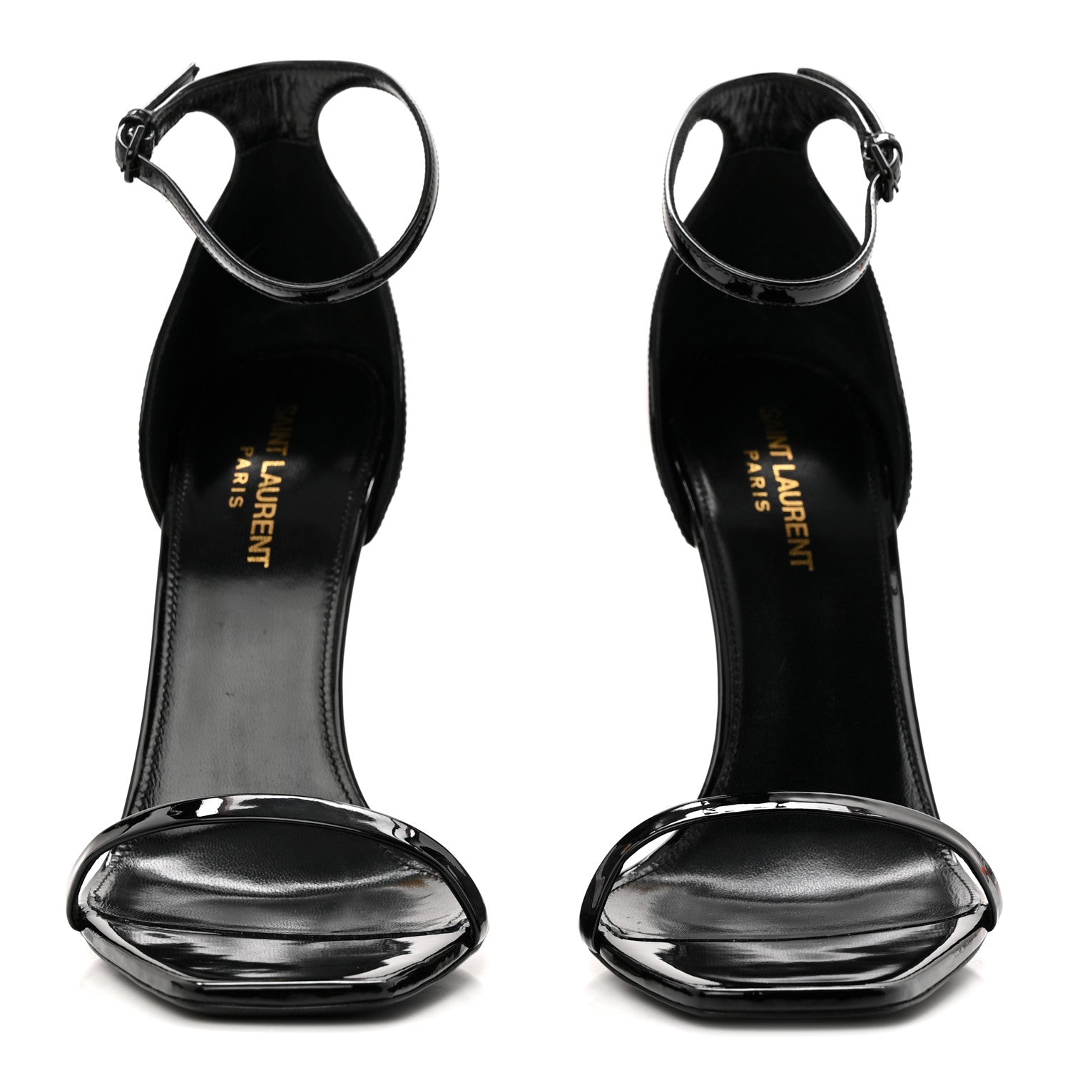 Saint Laurent Patent Calfskin Opyum 110 Sandals 40 Black Gold 3 of 10