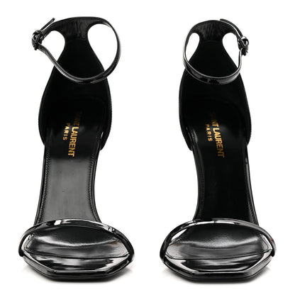 Saint Laurent Patent Calfskin Opyum 110 Sandals 40 Black Gold 3 of 10