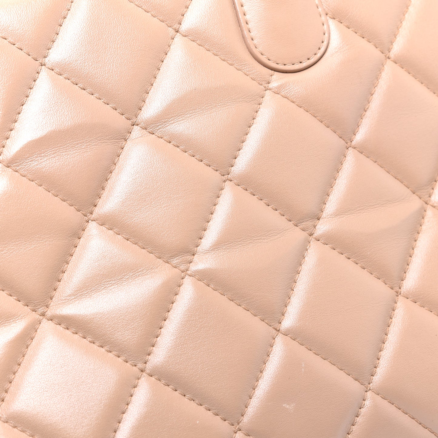 Lambskin Quilted Small Portobello Tote Beige