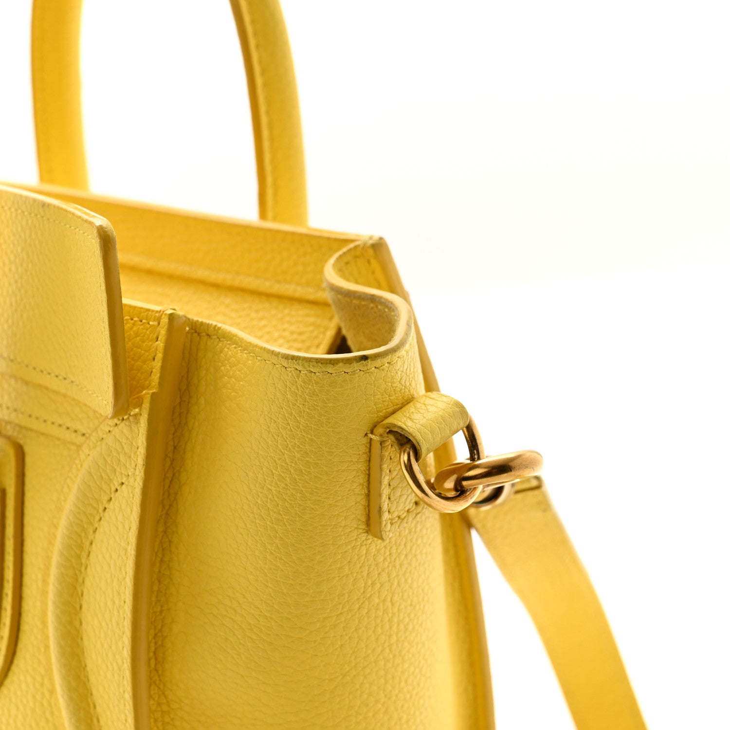 Celine Drummed Calfskin Nano Luggage Citron 13 of 13