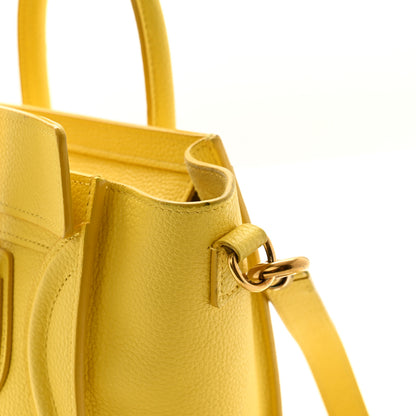 Celine Drummed Calfskin Nano Luggage Citron 13 of 13