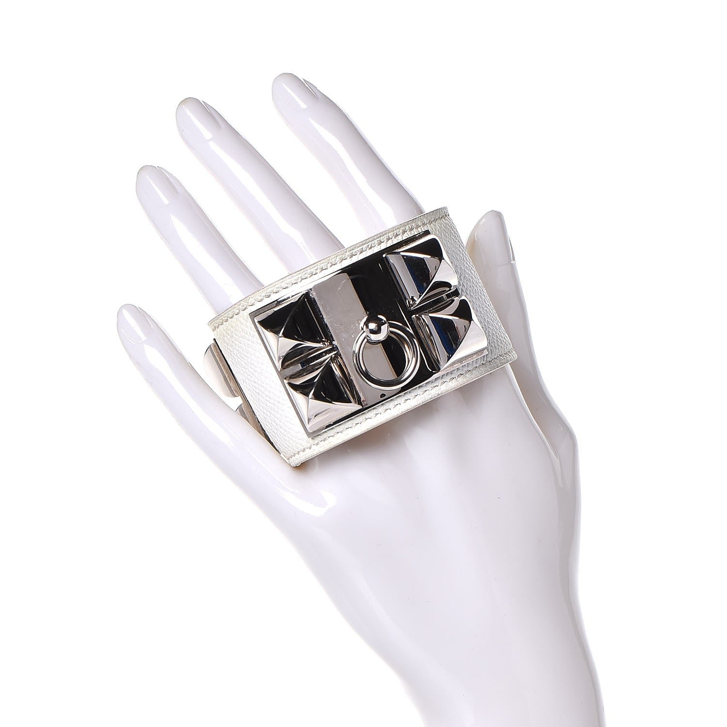 Hermes Epsom Collier de Chien CDC Bracelet S Blanc White 2 of 9