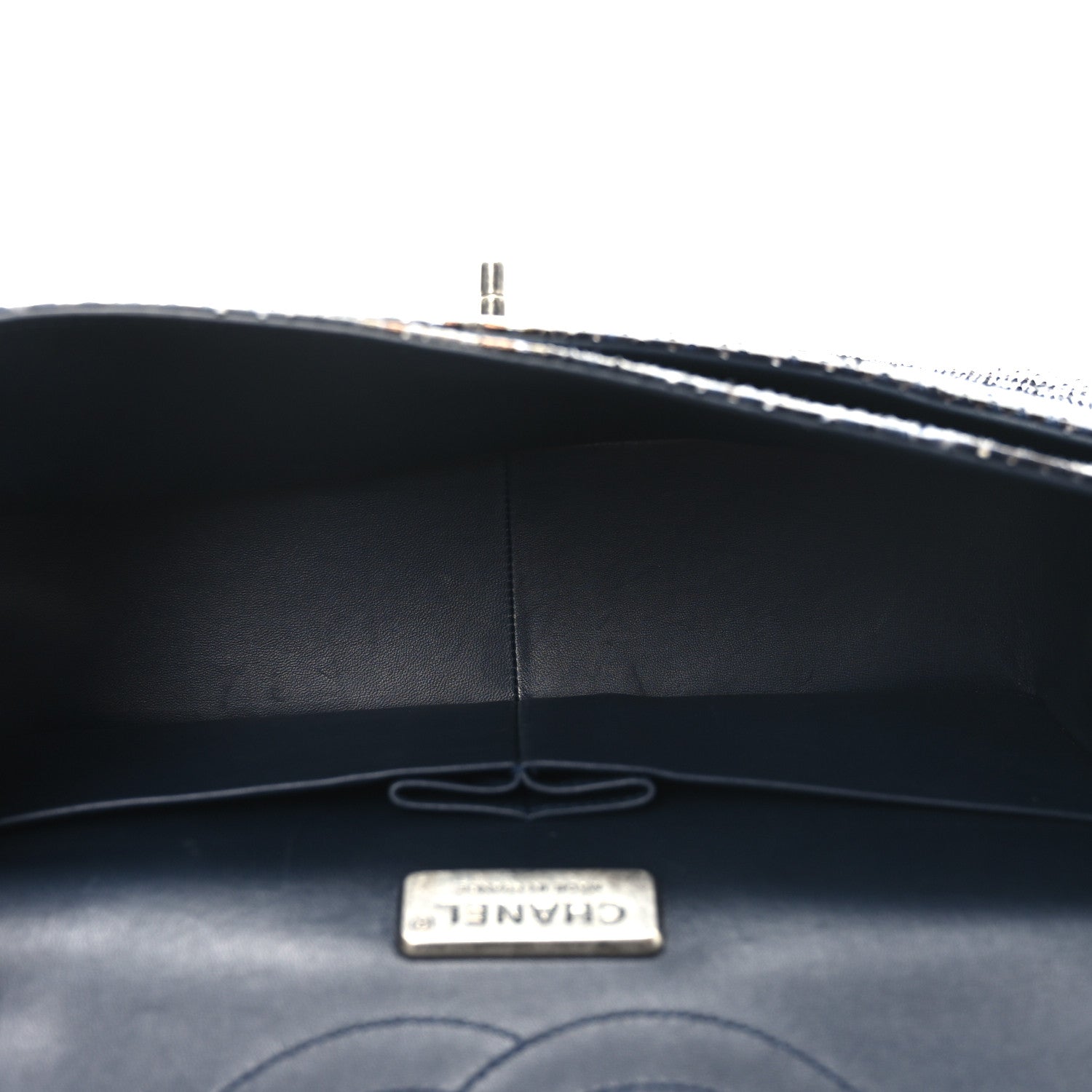 Chanel Metallic Snakeskin Jumbo Double Flap Blue 5 of 10