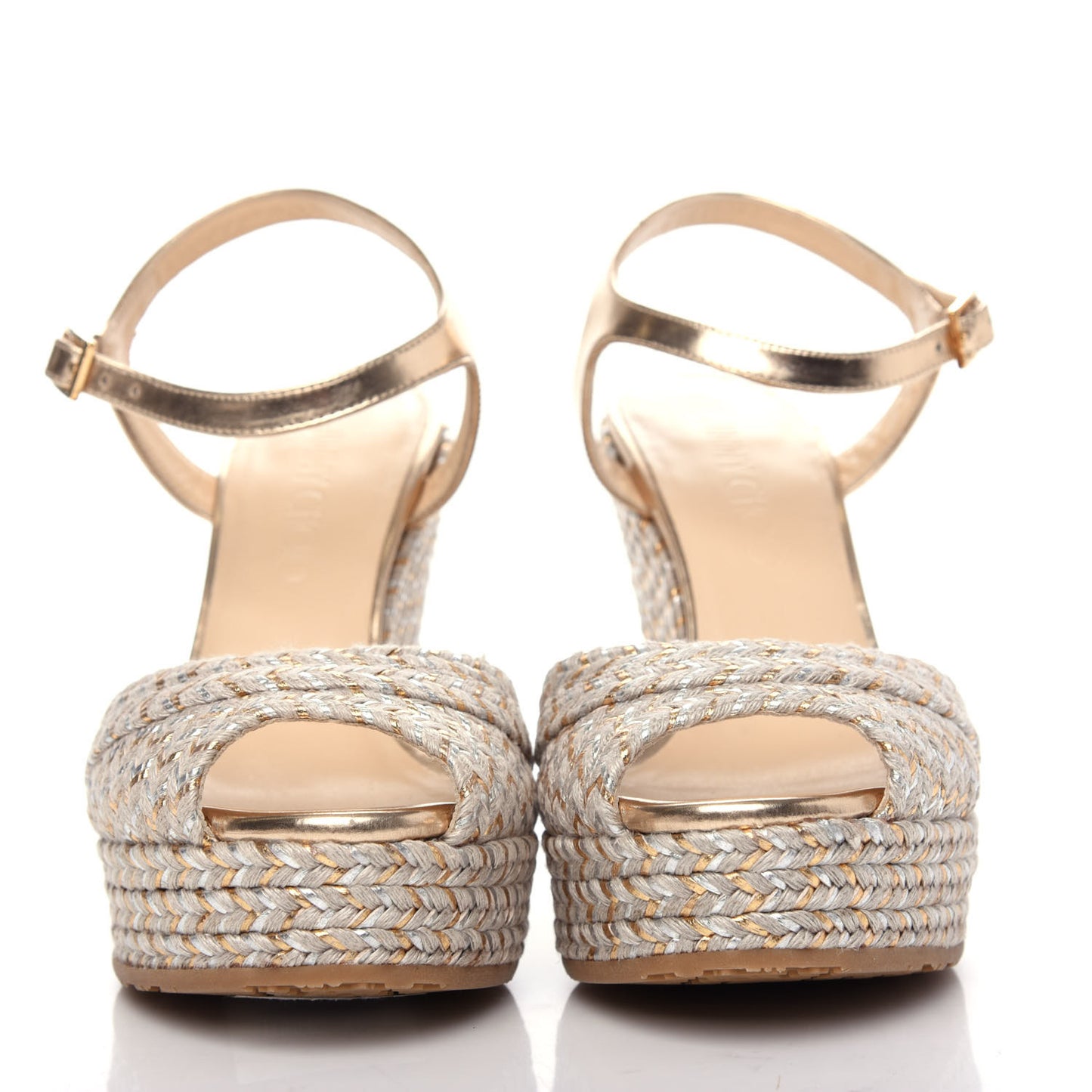 Metallic Raffia 120 Wedge Sandals 36 Gold