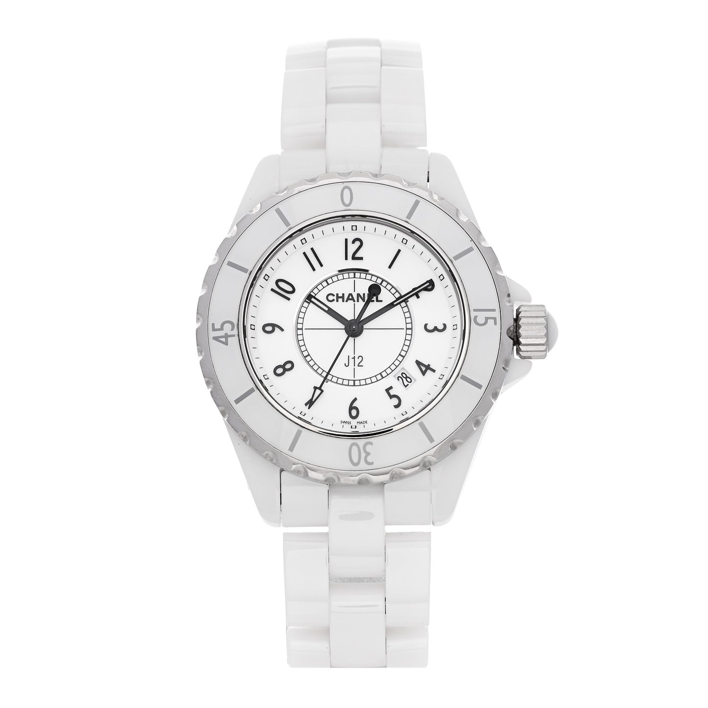 Stainless Steel Ceramic 33mm J12 Quartz Watch White