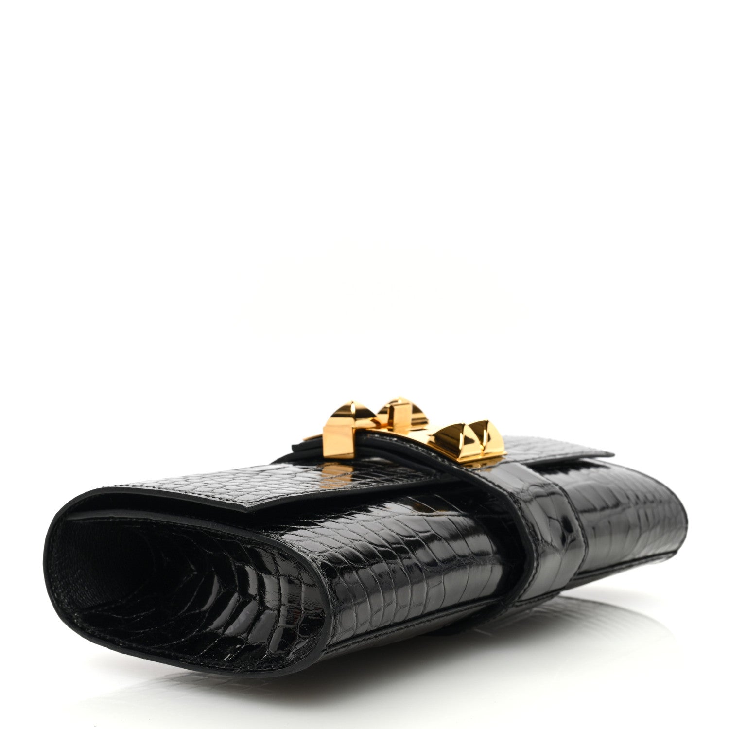 Hermes Shiny Alligator Medor Clutch 23 Black 4 of 8