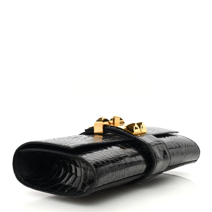Hermes Shiny Alligator Medor Clutch 23 Black 4 of 8