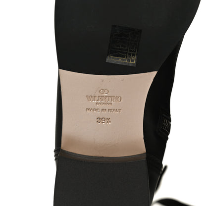 Valentino Garavani Calfskin Bow Lace Up Back Knee High Tall Boots 39.5 Black 8 of 12