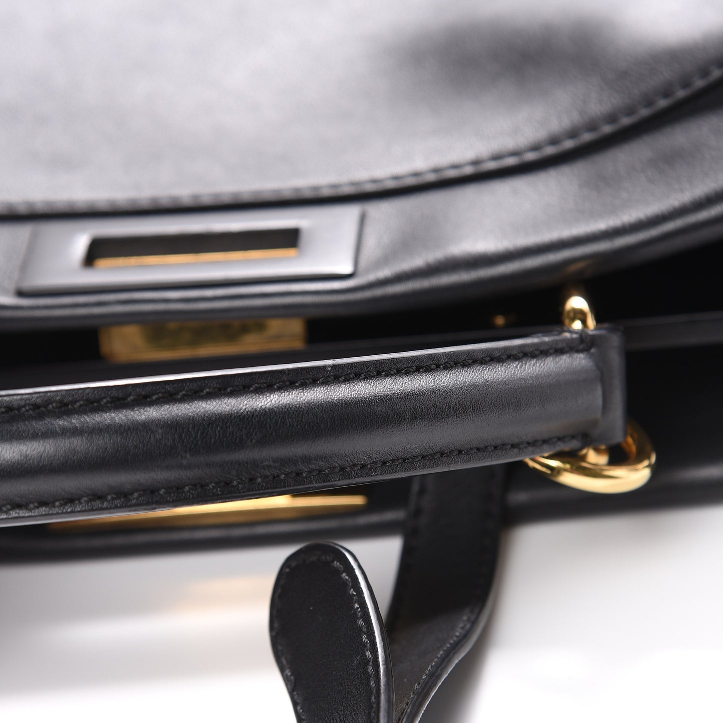 Vitello Seta Shiny Nappa Medium Peekaboo Iconic Satchel Black