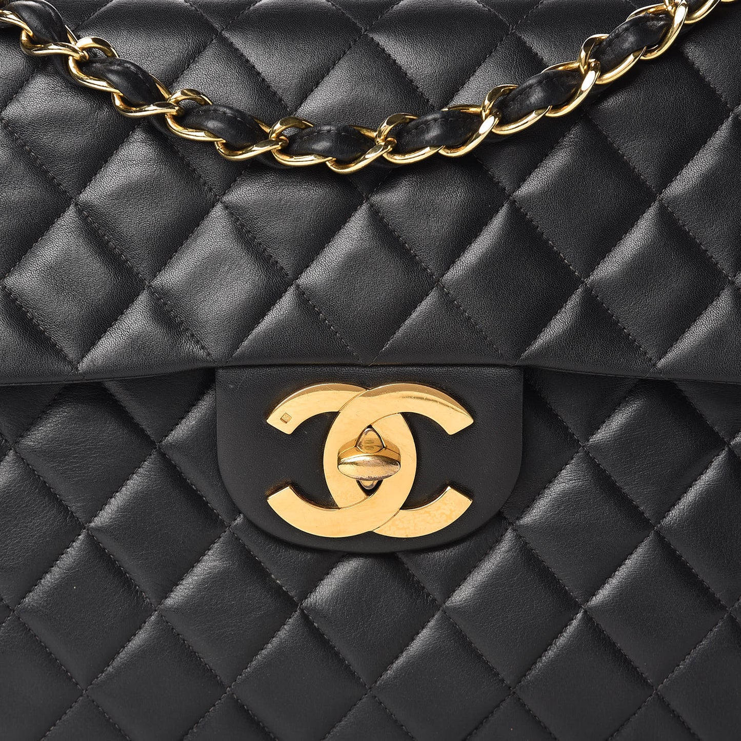 Lambskin Quilted XL Jumbo Single Flap Black