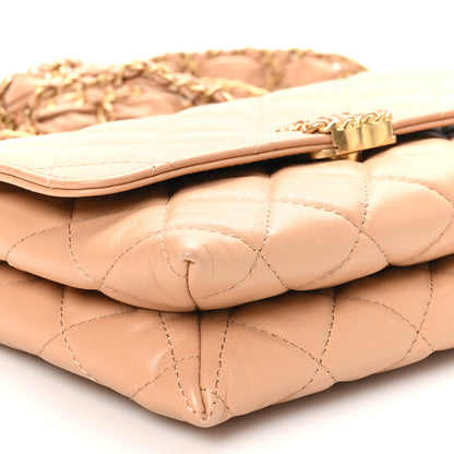 Chanel Crumpled Calfskin Quilted Braided CC Flap Beige 10 of 12