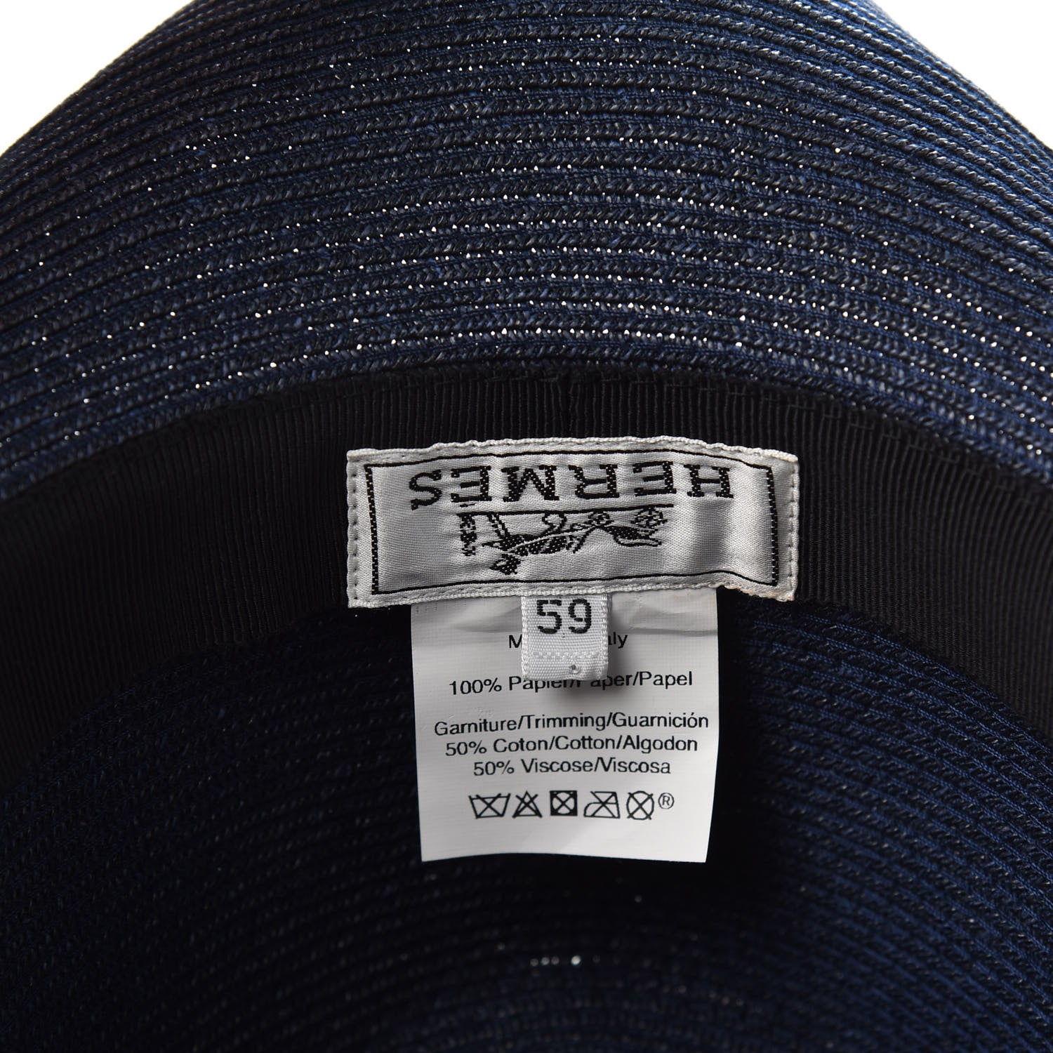 Hermes Straw Grosgrain Hat 59 5 of 7