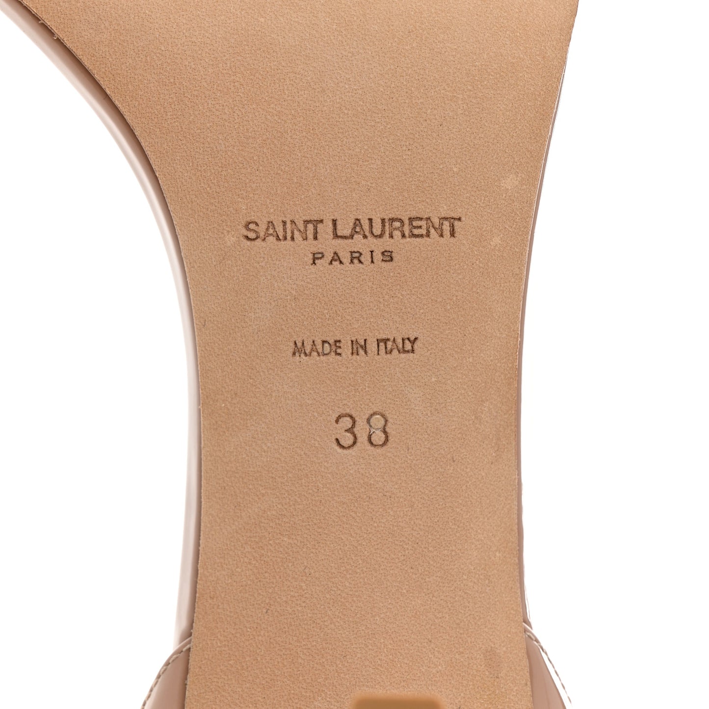 Patent Calfskin Amber 105 Ankle Strap Sandals 38 Beige