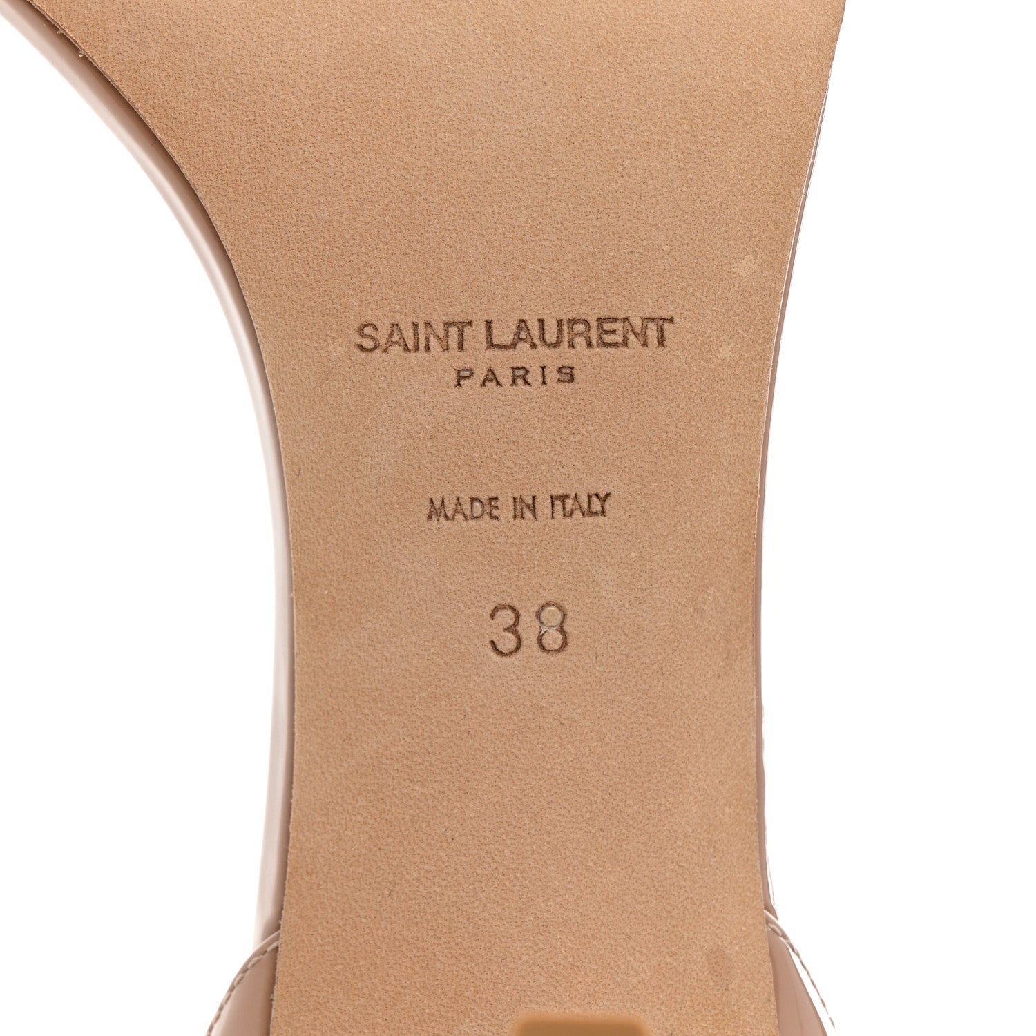 Saint Laurent Patent Calfskin Amber 105 Ankle Strap Sandals 38 Beige 8 of 9