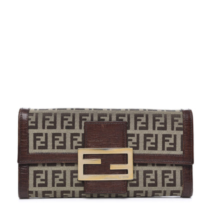Fendi Zucchino Vitello Continental Wallet Mogano Panna Bruciato 1 of 10