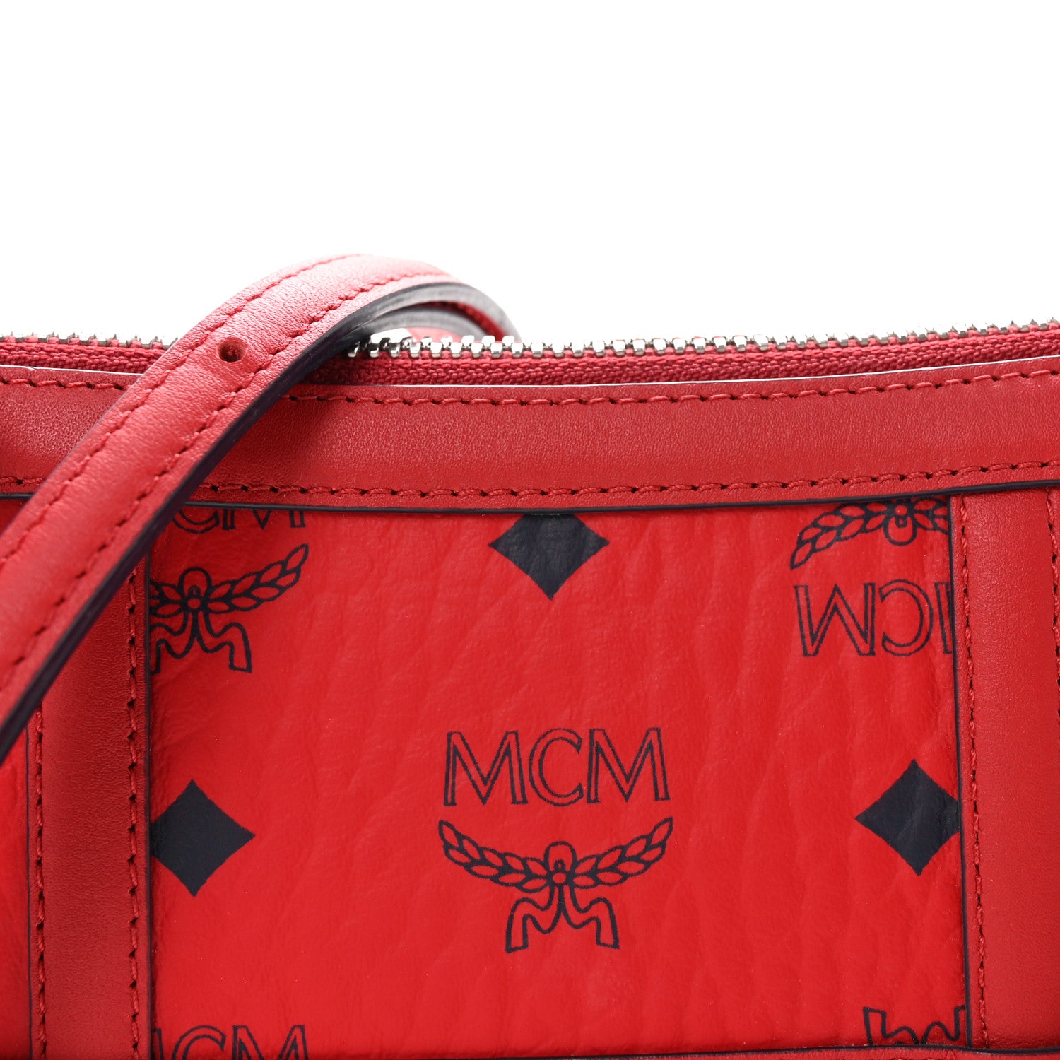 MCM Visetos Nappa Mini Delmy Chain Shoulder Bag Ruby Red 1864316