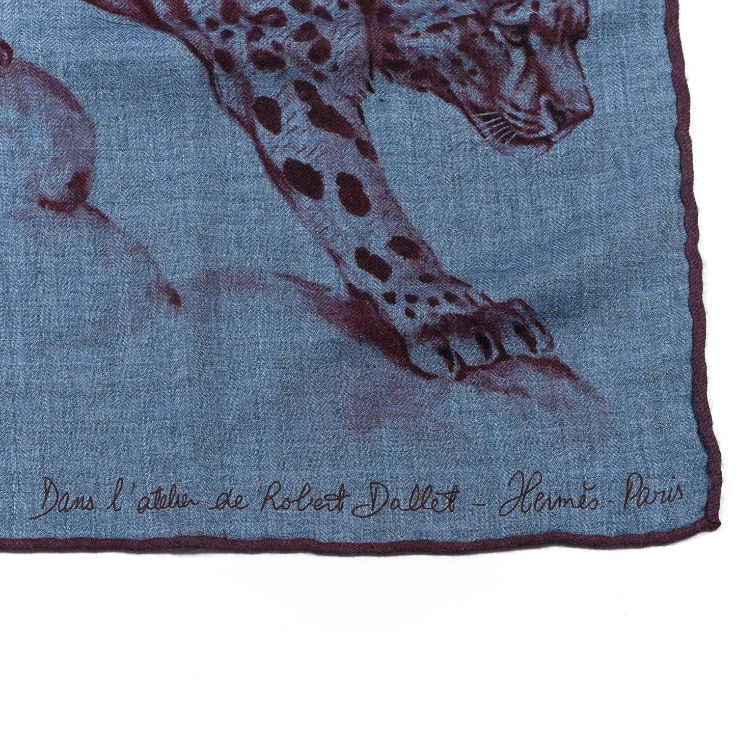 Cashmere Silk Dans L'atelier Shawl 140 Bleu Chine Prune Cassis