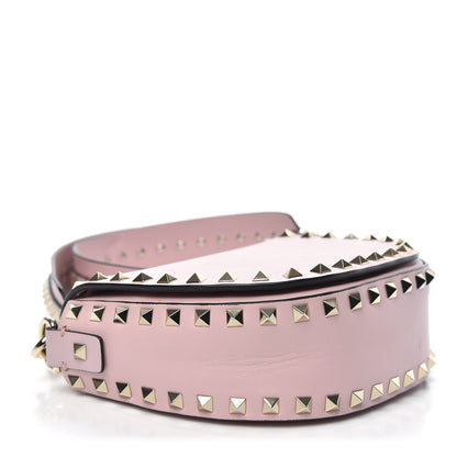 Valentino Garavani Calfskin Rockstud Halfmoon Saddle Bag Water Rose 4 of 13