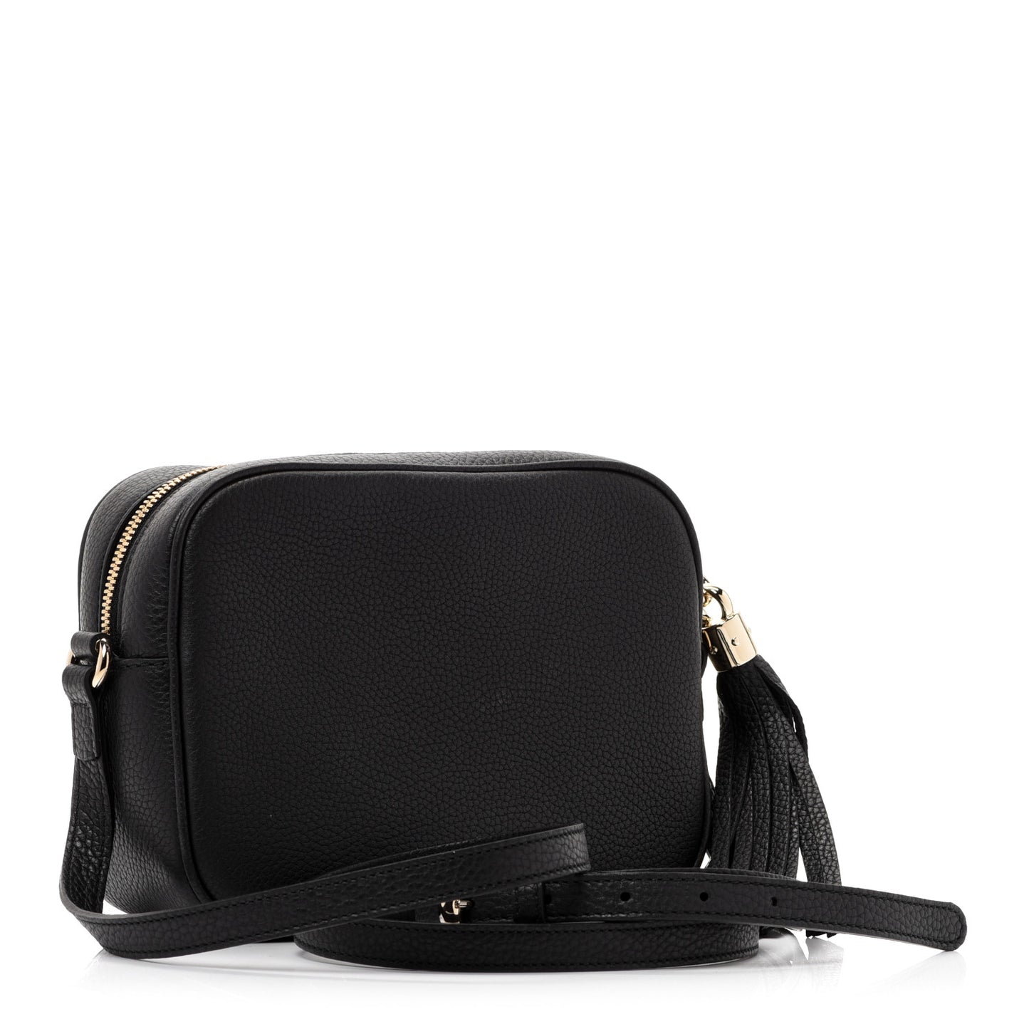 Pebbled Calfskin Small Soho Disco Bag Black