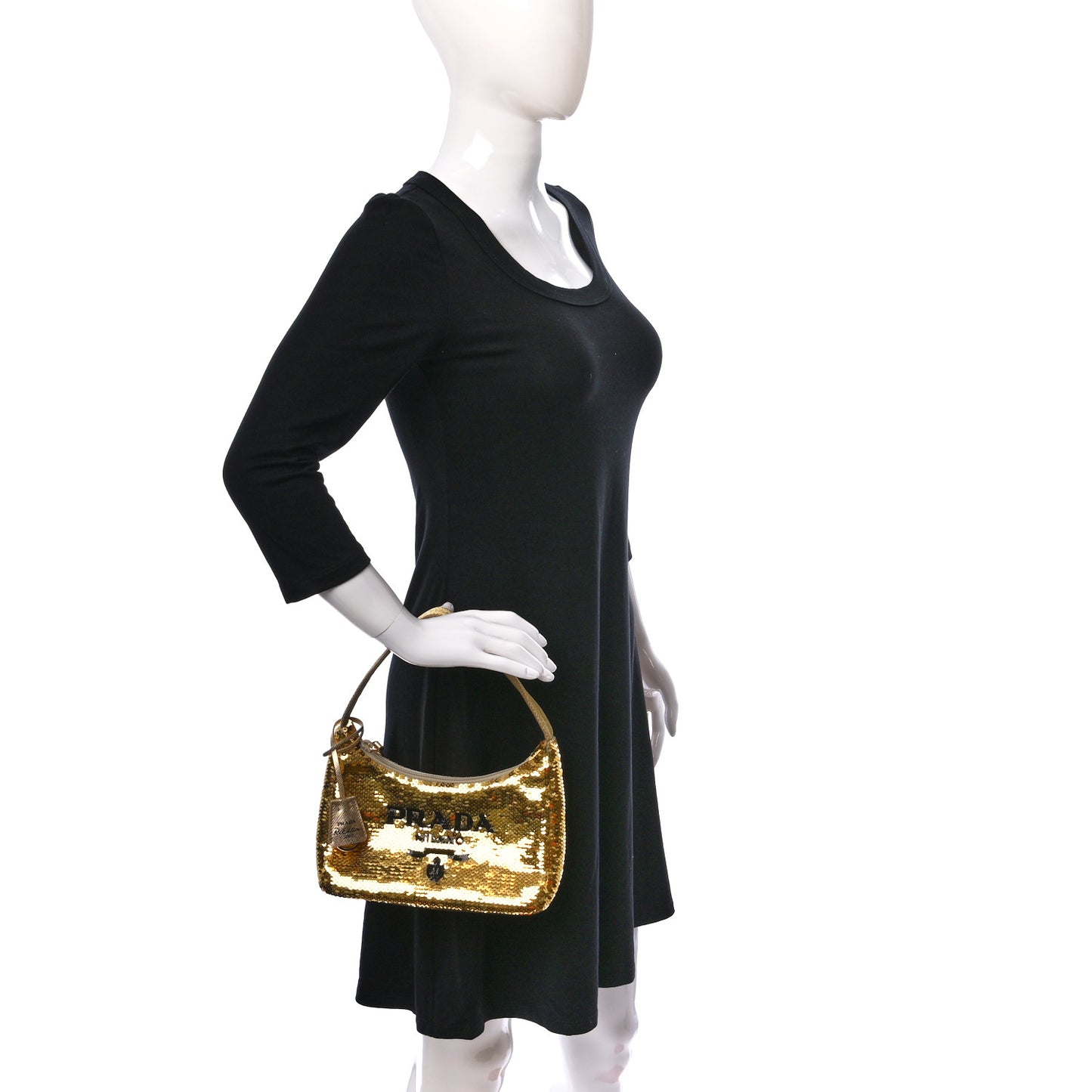 Paillettes Sequin Mini Re-Edition 2000 Bag Platino Black