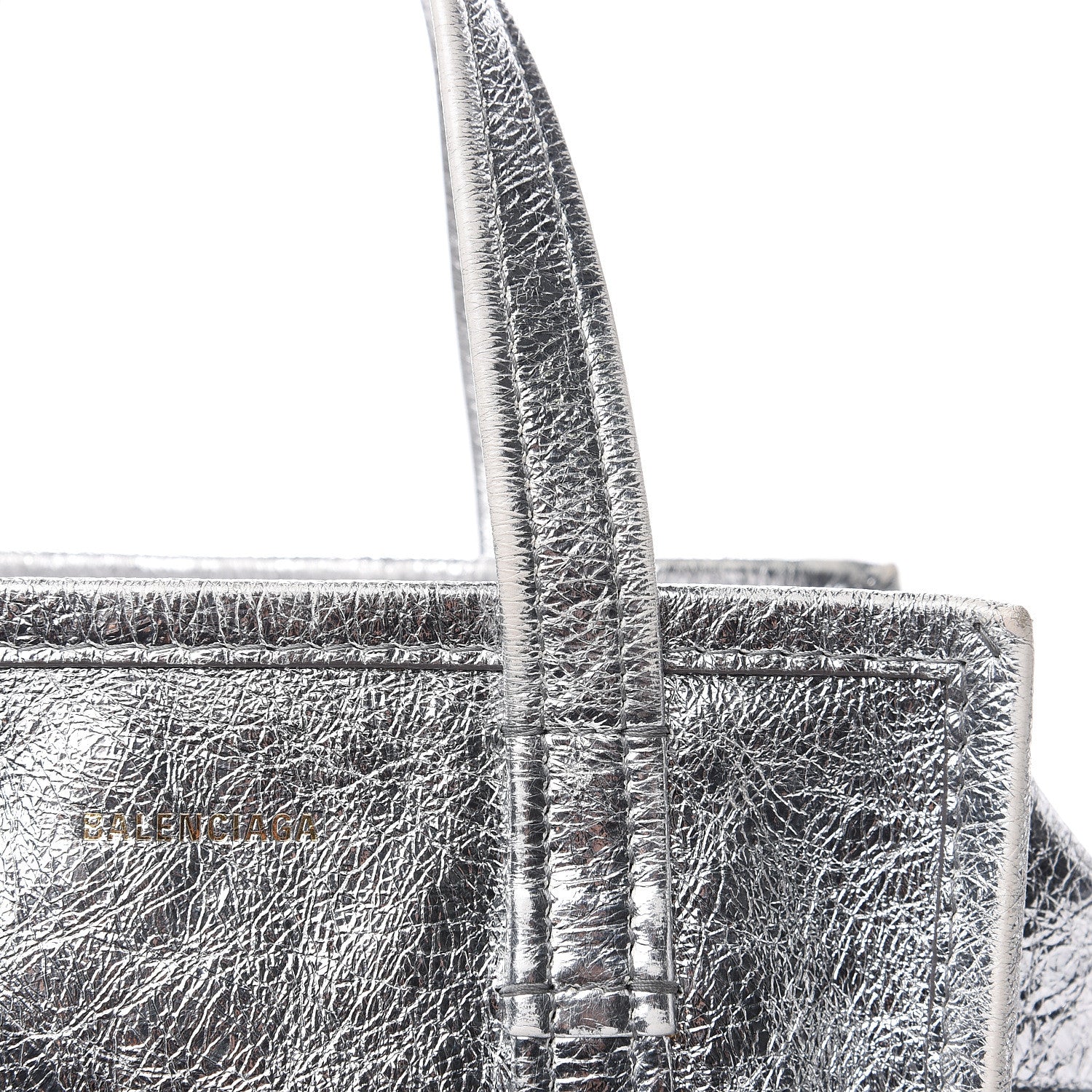 Balenciaga Metallic Calfskin S Bazar Shopper Tote Silver Hardware 10 of 16