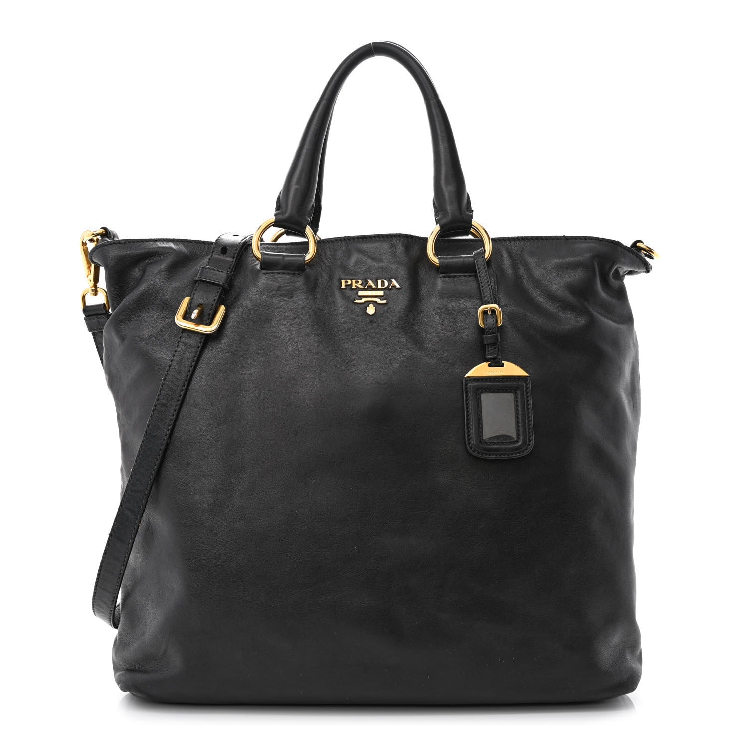 Prada Soft Calfskin Two Way Tote Black 1 of 27