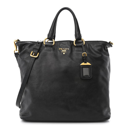 Prada Soft Calfskin Two Way Tote Black 1 of 27