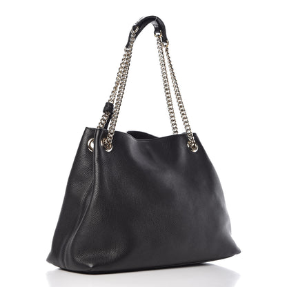 Gucci Pebbled Calfskin Medium Soho Chain Shoulder Bag Black 3 of 11