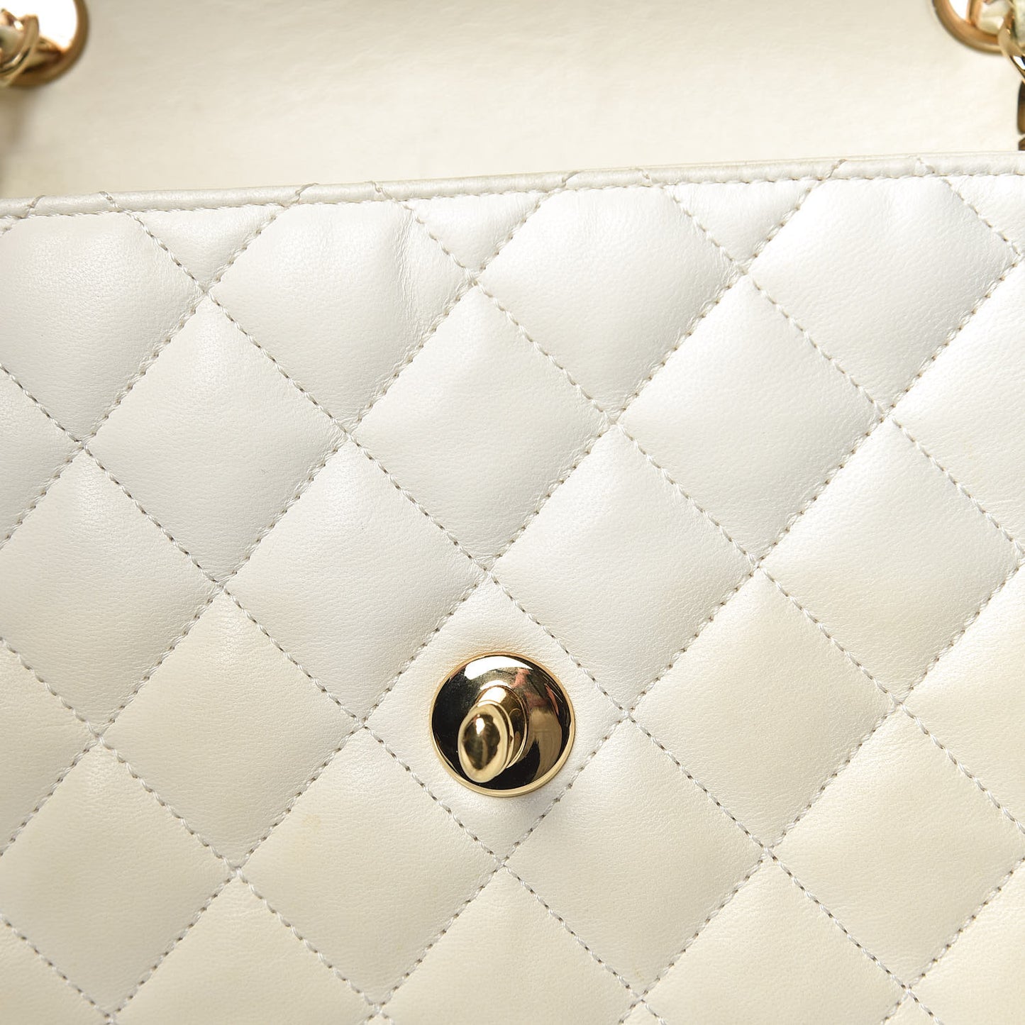 Lambskin Quilted Mini Square Flap White