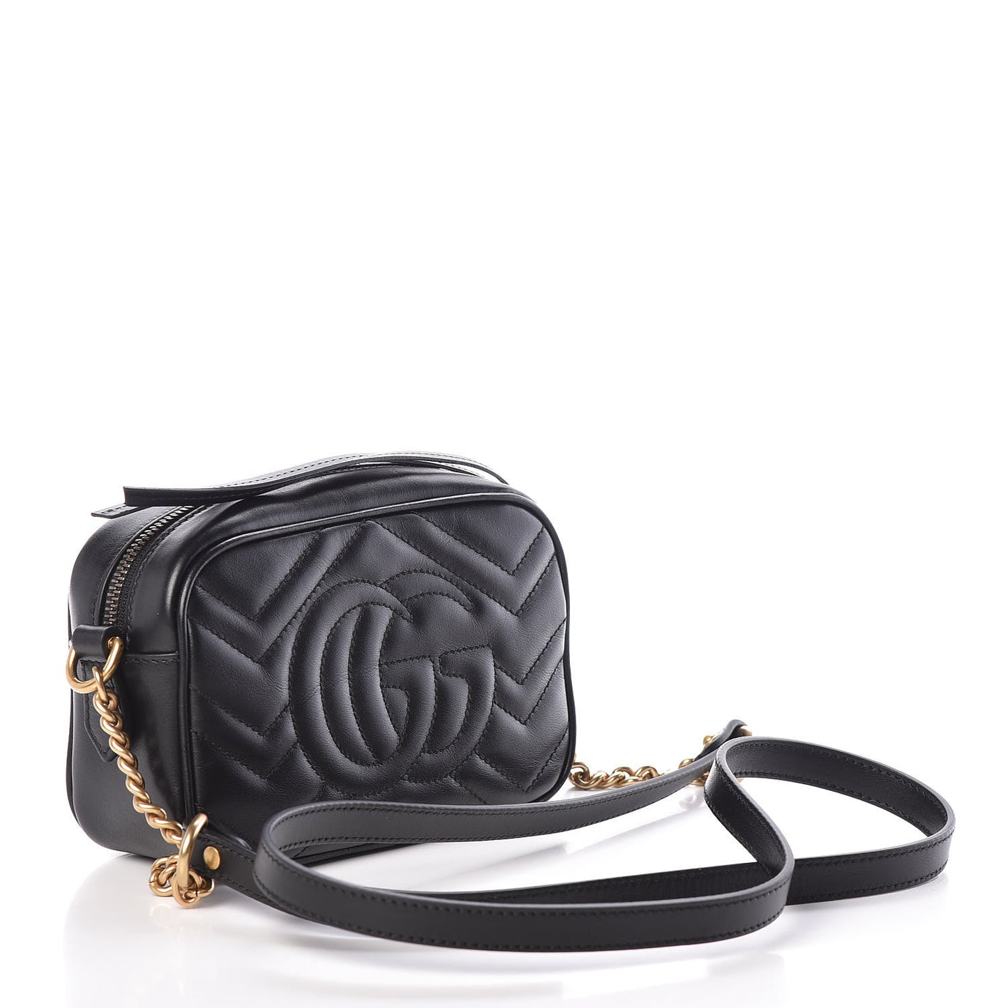 Calfskin Matelasse Mini GG Marmont Chain Shoulder Bag Black