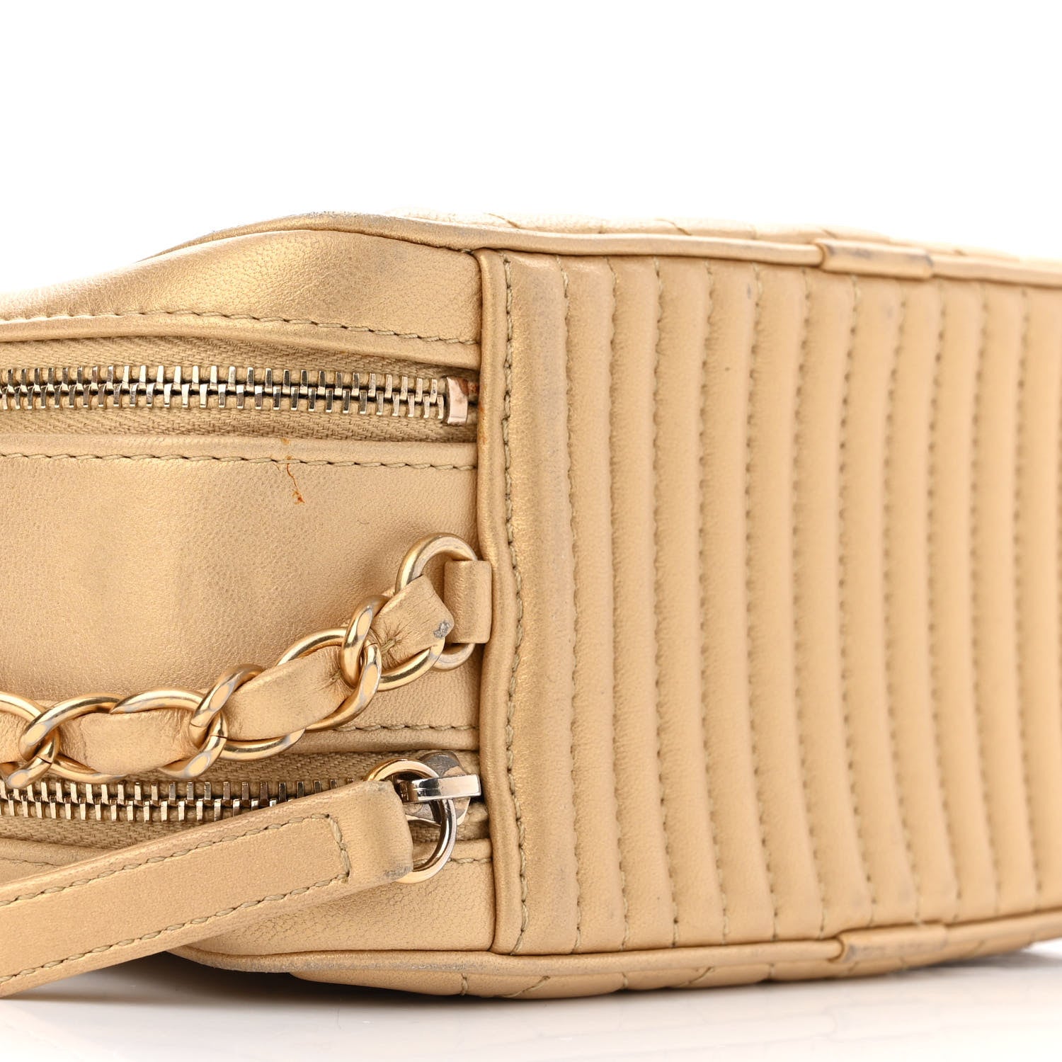 Chanel Metallic Lambskin Quilted Small Coco Boy Camera Case Gold 9 of 15