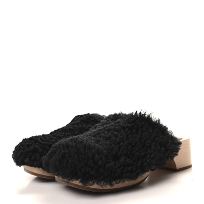 Chanel Shearling Lambskin Clogs 41 Black 3 of 9