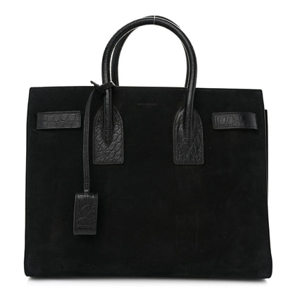 Saint Laurent Suede Crocodile Embossed Small Sac De Jour Black 1 of 11