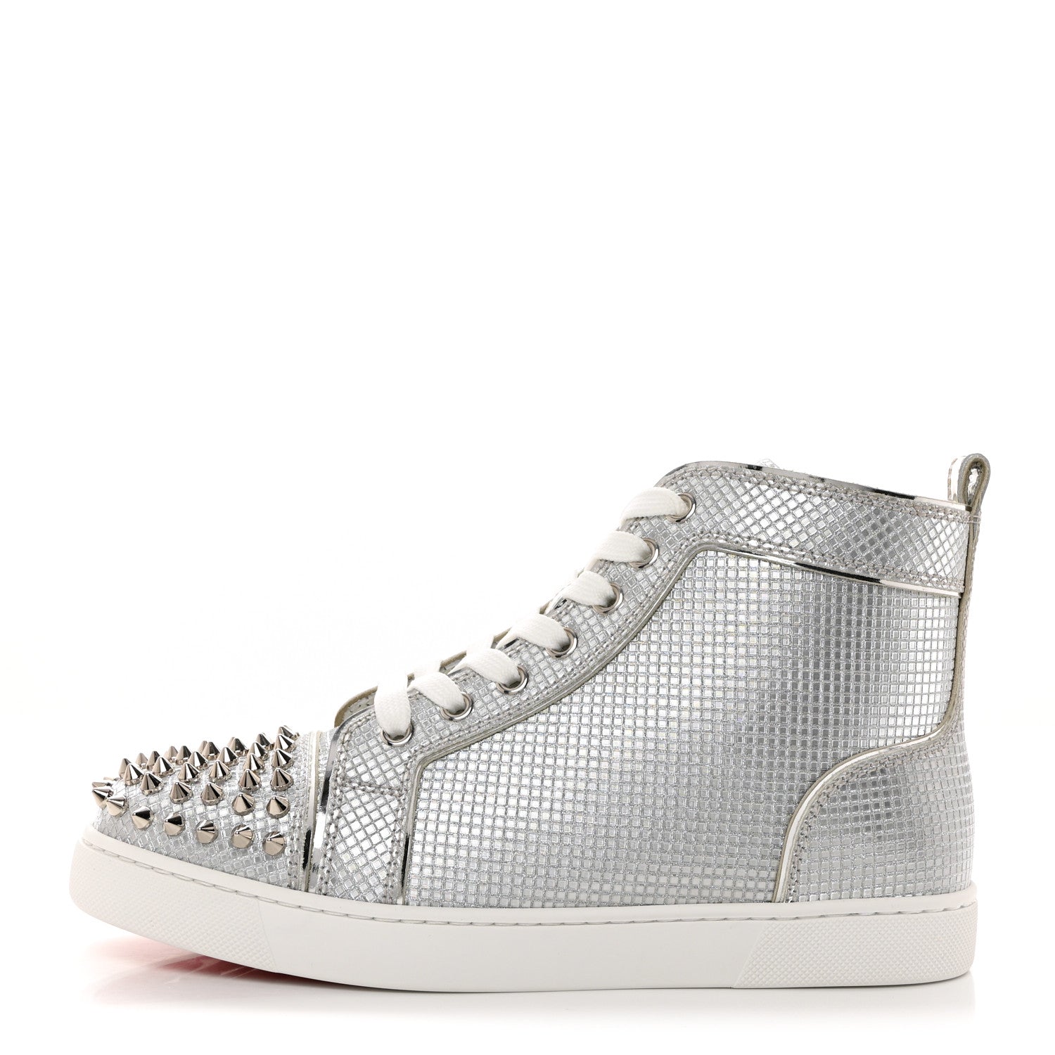 Christian Louboutin Micro 3D Specchio Spikes Womens Lou Flat Sneakers 37.5 Silver 1 of 9