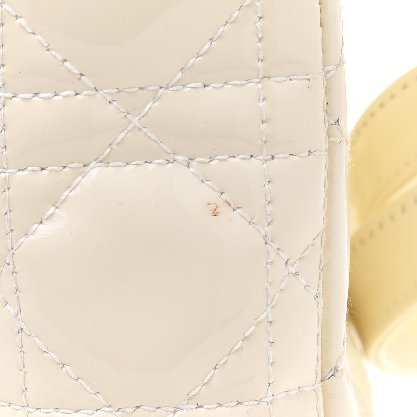 Patent Cannage Mini Lady Dior Ivory