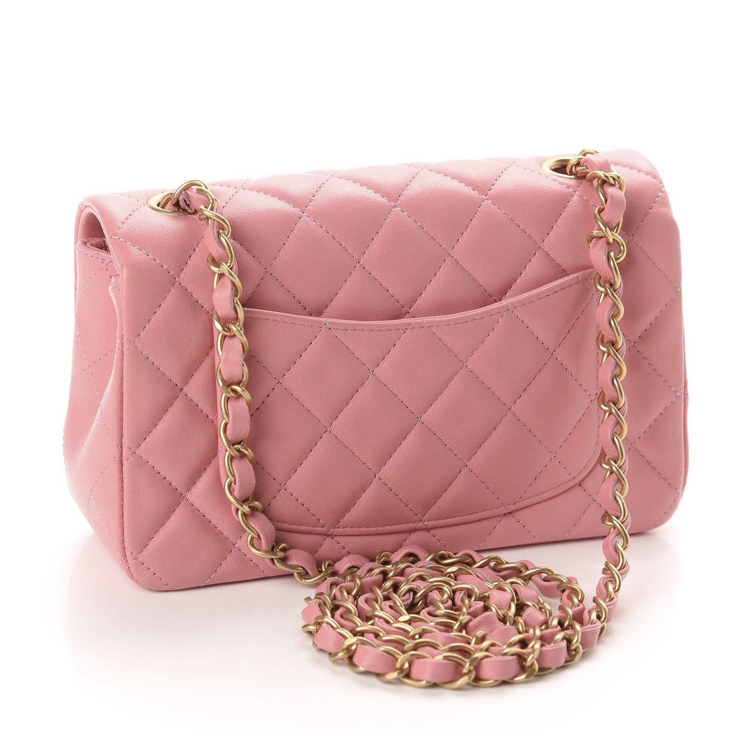 Lambskin Quilted Mini Rectangular Flap Pink