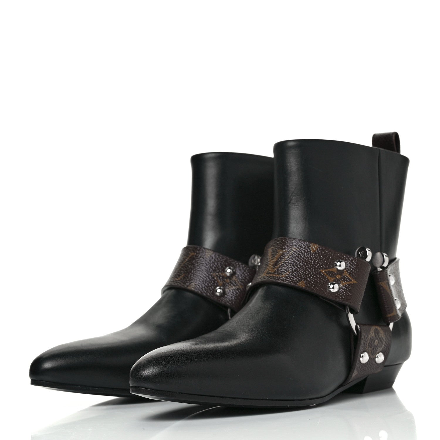 Louis Vuitton Calfskin Monogram Rhapsody Ankle Boots 36.5 Black 3 of 7