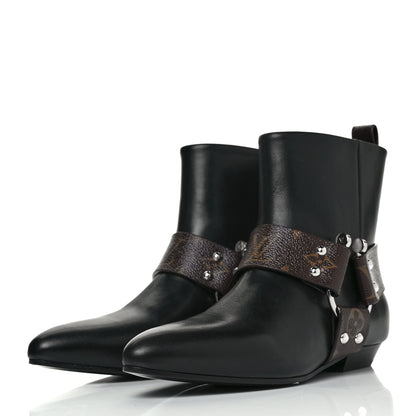 Louis Vuitton Calfskin Monogram Rhapsody Ankle Boots 36.5 Black 3 of 7