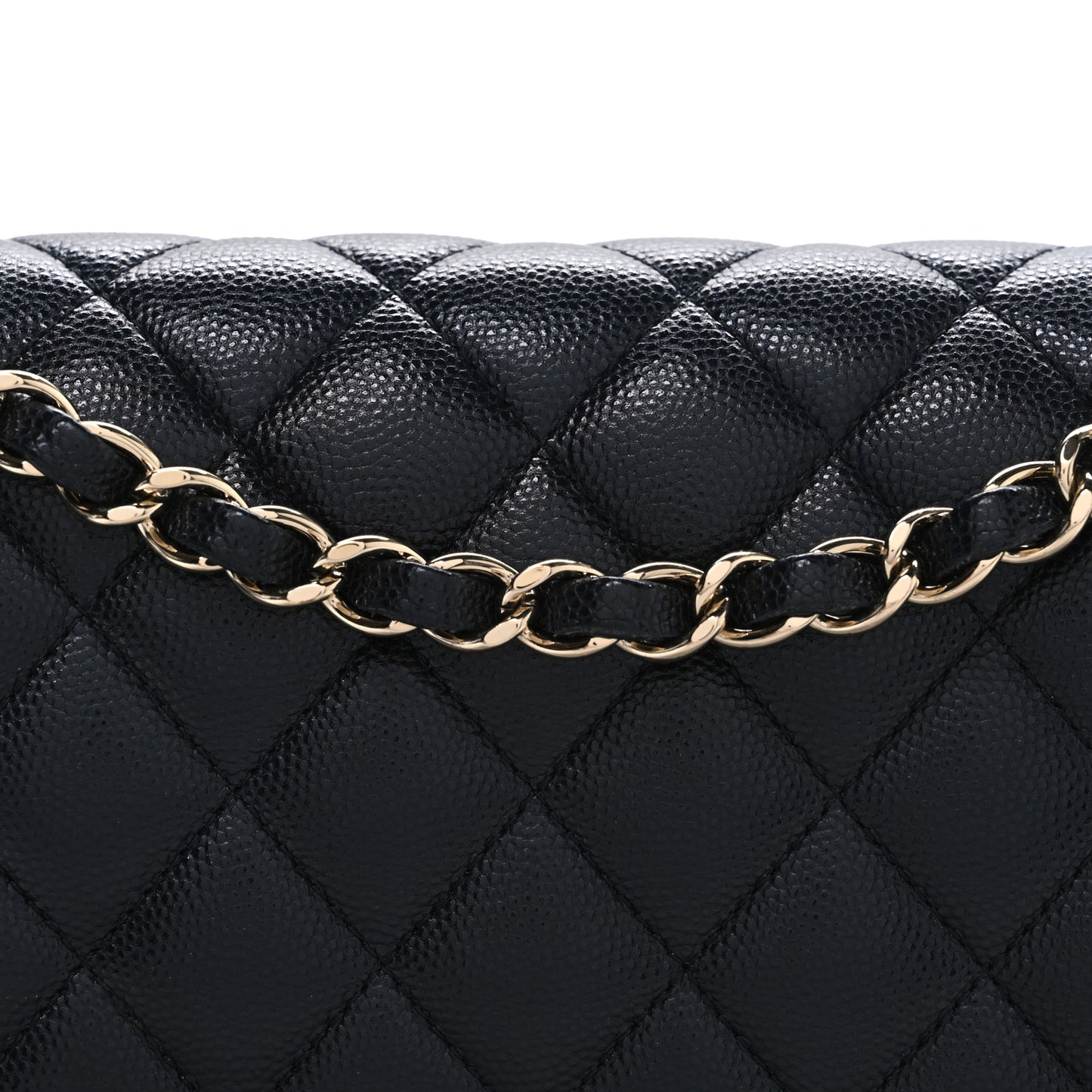Caviar Quilted Medium Double Flap Navy