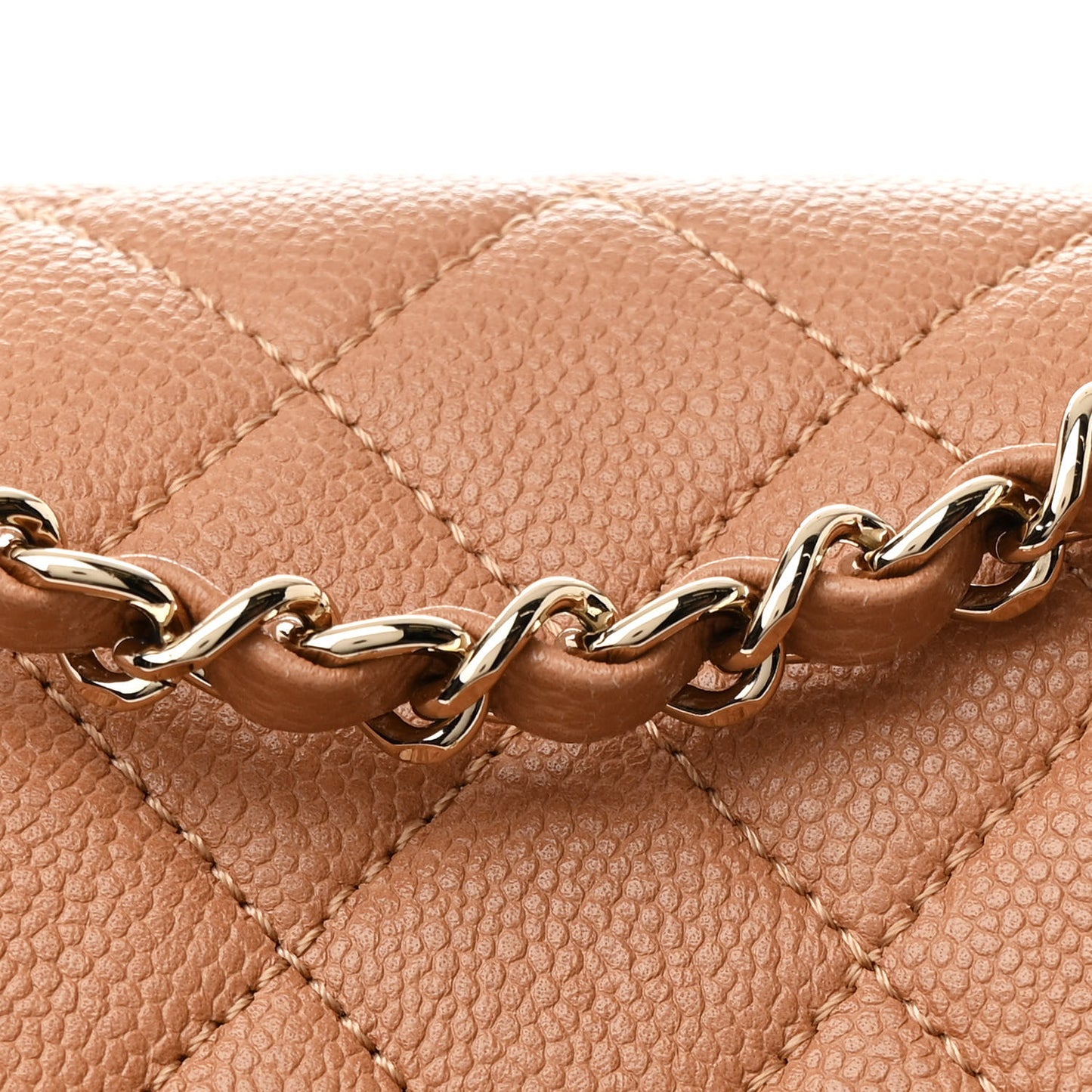 Shiny Caviar Quilted Small Duma Pockets Drawstring Backpack Dark Beige