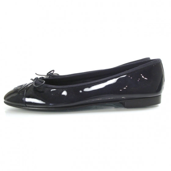 Chanel Patent Classic CC Ballet Flats 40 Navy 2 of 9