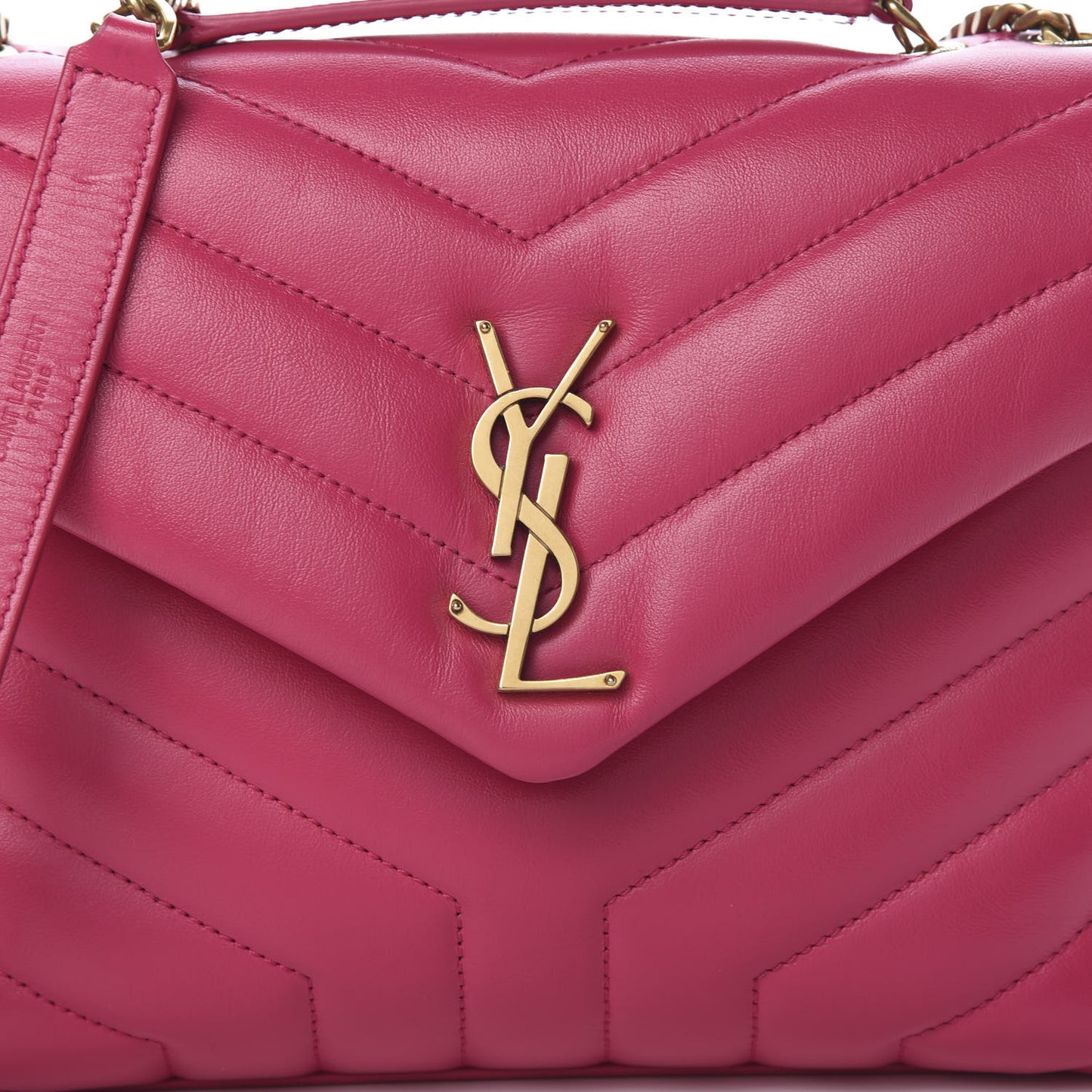 Calfskin Y Quilted Monogram Small Loulou Chain Satchel Fresh Fuchsia